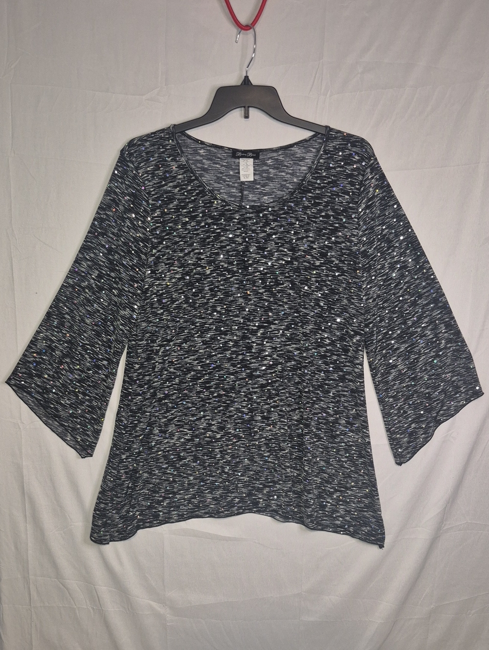 Brittany Black Black Space-Dye Scoop Neck Long Sleeve Top